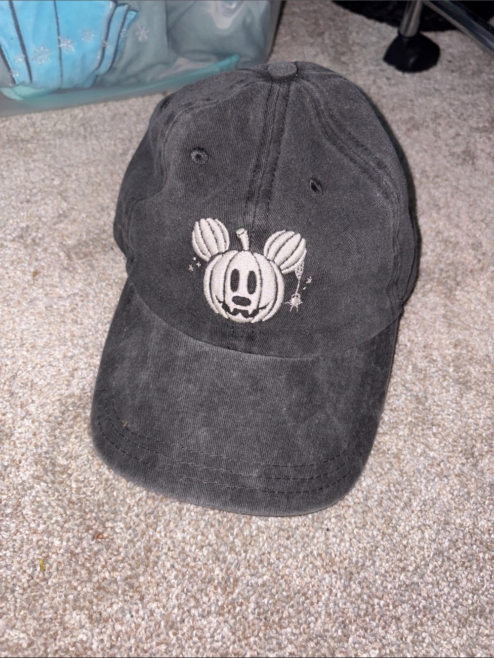 Disney Black Baseball Cap with White Pumpkin Character